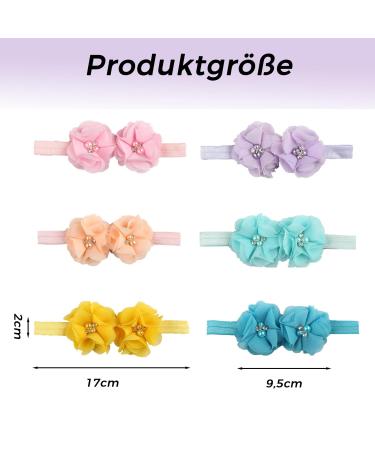 Viky 6-Piece Baby Hair Band Set | Floral Elastic Headbands for Girls | Rhinestone Baby Accessories for Newborns | Perfect for Baptism Weddings & Family Photos - Buy Online on GoSupps.com