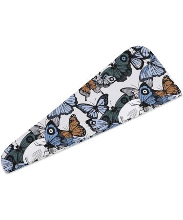 Skull Butterfly Microfiber Hair Towel Wrap for Women - Super Absorbent Hair Turban 10" x 26 - Buy Online on GoSupps.com