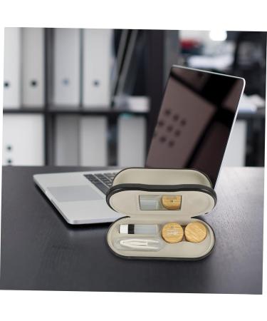 Buy Buguuyo Double Usage Glasses Case - Leather & Wood Grain Travel Bag for Glasses & Contact Lenses | 15.8x7.4cm - Buy Online on GoSupps.com