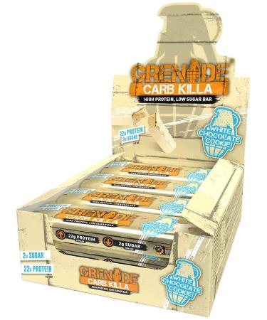 Grenade Carb Killa High Protein and Low Sugar Candy Bar, 12 X 60 g - White Chocolate Cookie