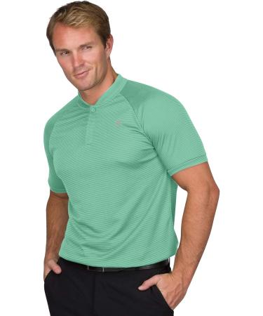 Three Sixty Six Men's Collarless Golf Shirt - Dry Fit Short Sleeve Polo in Small Mint - Buy Online on GoSupps.com