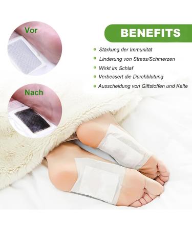 Detox Foot Pads - 20 Piece Natural Detoxification Plaster for Toxin Removal Blood Circulation & Improved Sleep - Buy Online on GoSupps.com