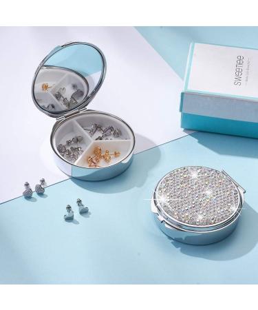 Xianghuang Technology Shiny Diamonds Pill Box - Compact 3 Compartment Medicine Organizer for Vitamins & Supplements - Stylish Pink & Silver Case for Pocket or Purse - Buy Online on GoSupps.com