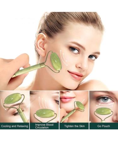 Aruiteng Jade Roller and Gua Sha Massager Tools Face Roller Face Massager Jade Stone Facial Roller for Eye Puffiness Skin Tightening Rejuvenation of The Face and Neck - Buy Online on GoSupps.com