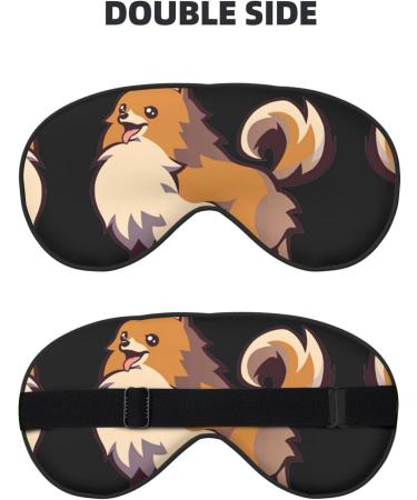 Shop Cartoon Pomeranian Dog Print Unisex Sleep Mask | Soft Comfort Eye Shade for Travel Yoga & Shift Work - Buy Online on GoSupps.com
