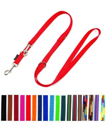 Dog leash double leash adjustable 2m / 2.40m / 2.80m / 3.50m / 5m large dogs 20mm/25mm (Red 25mm 2.40m) Red 25mm 2.40m