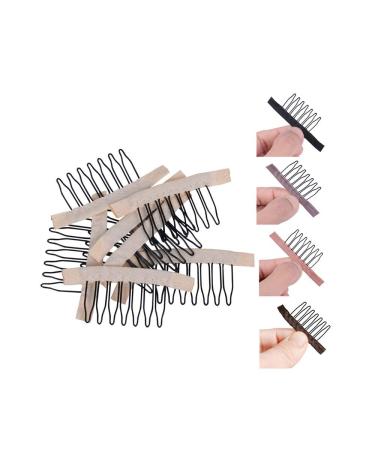 Pack of 24 wig clips with tooth comb wig combs wig comb for wigs and wig cap (blonde)