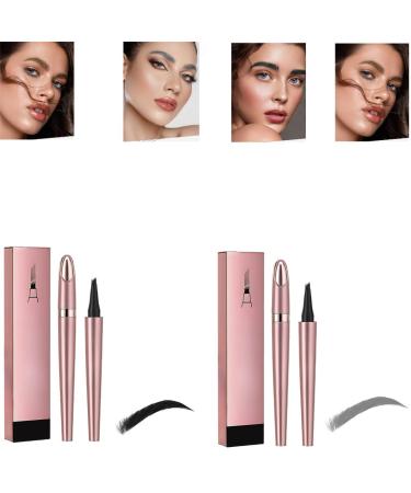 2024 New Magic Eyebrow Pencil - 4 Fork Tip 3D Waterproof Microblading Eyebrow Pencil Contouring Pen Magic Eyebrow Pencil Long-Lasting Natural Fine Stroke Eyebrow Pencil (Black+Gray)