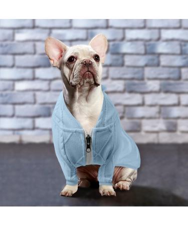 Meioro Light Blue Dog Hoodie - Warm Sweater for Small & Medium Dogs | Stylish Winter Jacket for French Bulldogs - Buy Online on GoSupps.com