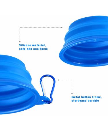 Collapsible Dog Bowl with Carabiner - Portable Travel Pet Feeding Watering Cup Dish in Blue - Buy Online on GoSupps.com