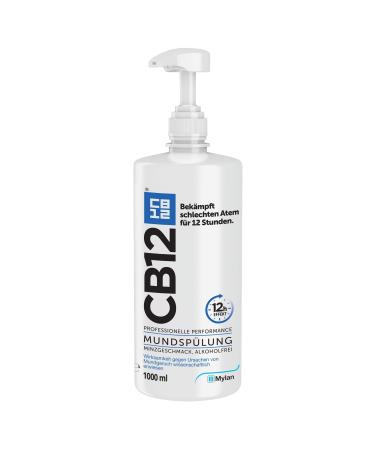 CB12 mouthwash: mouthwash with zinc acetate & chlorhexidine for bad breath & bad breath for 12 hours taste mint alcohol -free 1000 ml 1 l (1 Pack)