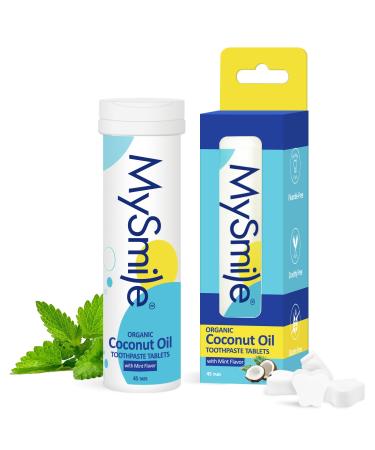 MySmile Toothpaste Tablets - Nano hydroxyapatite Flouride Free Organic Coconut Oil Travel Mouthwash Tablets Remineralize & Reduce Sensitivity Toothpaste Bites for Brushing & Freshing Teeth
