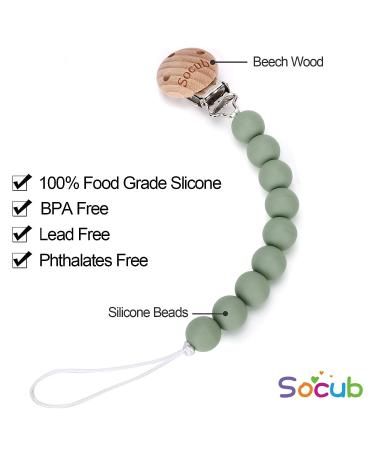 Socub Silicone Pacifier Clip | BPA-Free Holder for Any Brand Pacifier | Best Newborn Shower Gift - Sage Ether - Buy Online on GoSupps.com