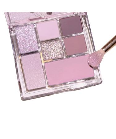 7 Colors Eye Makeup Pallet Kit Purple Glitter Highlight Pearly Eyeshadow Palette for Wedding Christmas Makeup