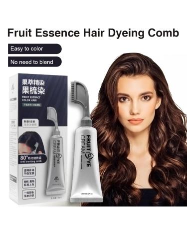 Natural Plant Extract Hair Dye Essence - Chestnut Brown Fruit Essence Hair Dyeing Comb for All Hair Types - Instant & Easy Application - Buy Online on GoSupps.com