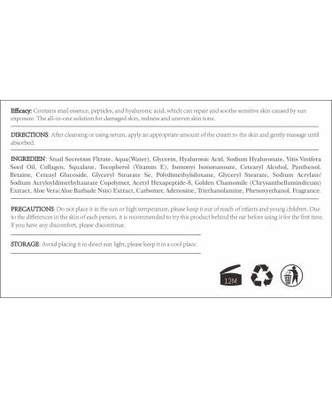 Snail Mucin Cream - Ultimate Daily Moisturizer & Anti-Wrinkle Gel for Oily & Sensitive Skin | Firming Pore Shrinking & Acne Repair - WNS-N - Buy Online on GoSupps.com