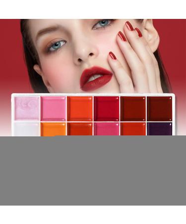 Lip Palette | Eyeshadow Palettes Waterproof Moisturizing Kit Pigmented Vibrant Shades 12 Colors Lip Gloss For Women - Buy Online on GoSupps.com