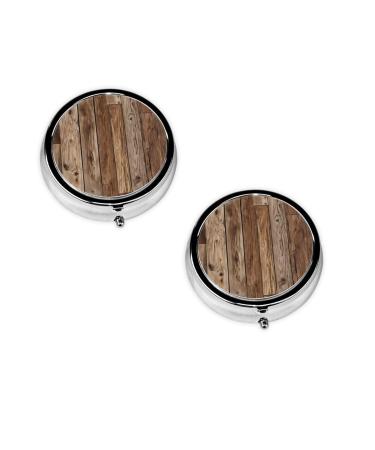 Brown Wood Printed Mini Round Pill Box Pill Box 3 Compartment Medicine Pill Case Pill Organizer Travel Pillbox Portable Pill Box for Pocket Home Office Use