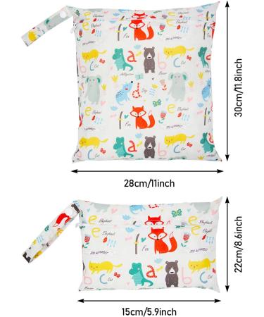 HDKAJL 2 PCS Reusable Nappy Bags - Animal Cartoon Patterns | Waterproof & Washable Wet Bags | Toddler Diaper Storage for Travel, Beach, Pool - Buy Online on GoSupps.com