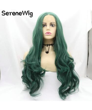 Serenewig Women's Green Teal Long Wavy Synthetic Wig - Heat-Resistant Malachite Green Cosplay & Daily Use | Drag Queen Makeup 26 - Buy Online on GoSupps.com