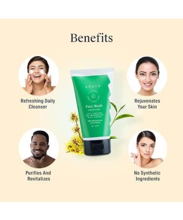 Arata Purifying Face Wash - All-Natural Vegan & Cruelty-Free Cleanser for Men & Women | Soothing Ayurvedic Matcha Aloe Vera & Witch Hazel - 5 Fl Oz - Buy Online on GoSupps.com
