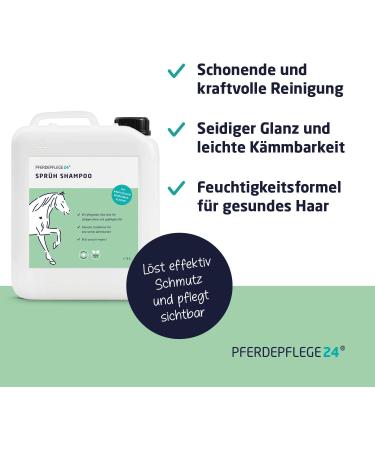 Horse Care24 Mild Horse Shampoo Spray - pH Neutral Silky Gloss & Healthy Hair - Available in 0.5L 1L 2.5L 5L & 10L Canisters for Optimal Horse Care - Buy Online on GoSupps.com