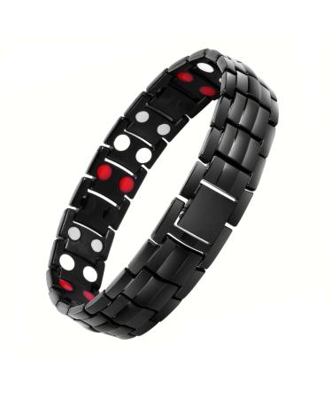 Flintronic Magnnet Arm Band Titanium Power Magnetic Bracelet for Arthritis Closure Magnetic bracelets men 4 element therapy bracelet Double Magnet with removal tool #3 black