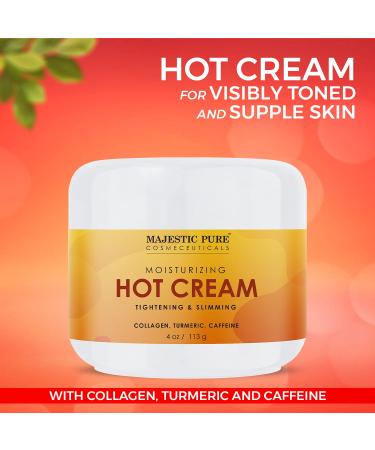 Majestic Pure Hot Cream 4 oz - Cellulite Soothing, Relaxing, Tightening & Slimming with Collagen, Turmeric, Vitamin A & E - Body Firming Cream - Buy Online on GoSupps.com
