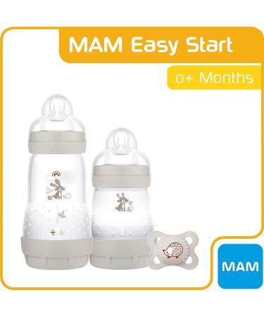 MAM Easy Start Colours of Nature Anti-Colic Starter Set - Bunnies | Non-Shiny Matt Finish | Grey Newborn Bottle Set & Soother Essentials - Buy Online on GoSupps.com