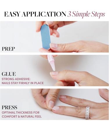 Glamnetic Press On Nails - Hailey | Glossy Semi-Transparent Short Almond Nails Reusable | 15 Sizes - 30 Nail Kit with Glue - Buy Online on GoSupps.com