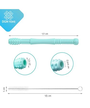 Bite Tube Baby Set - 4 Food-Grade Silicone BPA-Free Teething Tubes with Cleaning Brush | Hohle Bite Tubes for Babies | Safe & Soothing Bite Rings - Buy Online on GoSupps.com