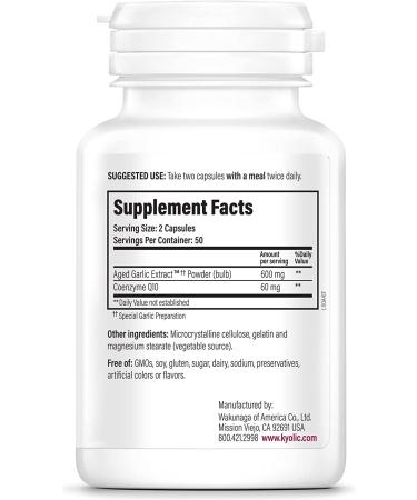 Kyolic Aged Garlic Extract Formula 110 with CoQ10 - 100 Capsules for Heart Health - Buy Online on GoSupps.com