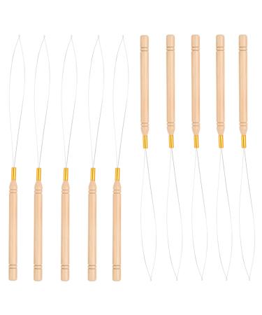 Vlasy 10PCS Hair Extension Loop Needle Threader Pulling Hook Tools Micro Loop Nano Beads Device Hair Extension Threader for Hair or Feather Extensions