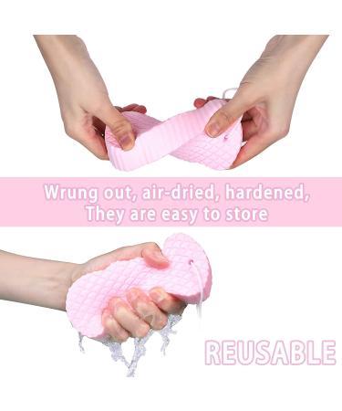 4Pcs Ultra Soft Exfoliating Bath Sponge Set with Sticky Hooks - For Men, Women, Adults, and Children - Reusable Dead Skin Remover - Buy Online on GoSupps.com