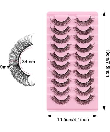 10 Pairs False Eyelashes Russian Strip Lashes Natural Look Russian Strip Lashes Reusable Fake Eyelashes for Daily Makeup Dating Outings Weddings - Buy Online on GoSupps.com