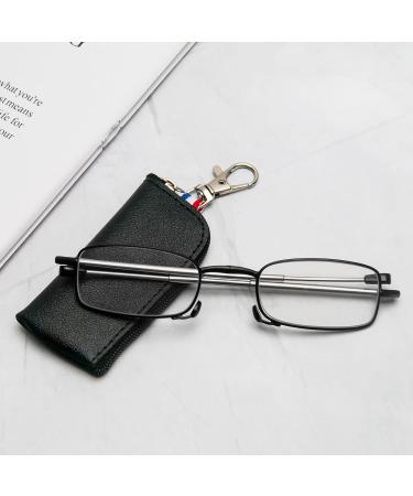 MMOWW Foldable Reading Glasses for Men & Women | Telescopic Mini Anti-Blue Light Glasses (+3.5) - Zipper Keychain - Stylish & Portable - Buy Online on GoSupps.com
