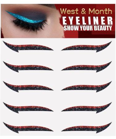 Glitter Eyeliner Stickers for Eyes | 5 Pairs Instant -Adhesive Eyeliner Stencil Glitter | Sticker Eyeliner Tool Makeup Eyeliner Stickers Winged Eyeliner Stencil for Eye Makeup Tool Tosier Orange Red (Five Pairs) - Buy Online on GoSupps.com