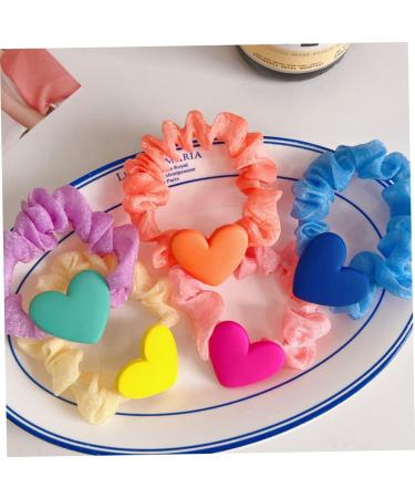 FRCOLOR Girl Hair Ties Heart Ruffled Hair Tie Heart Charm Hair Tie hair Women Scrunchies hair ties for girls scrunchies for women Ponytail Holders women's sweet cloth hair - Buy Online on GoSupps.com