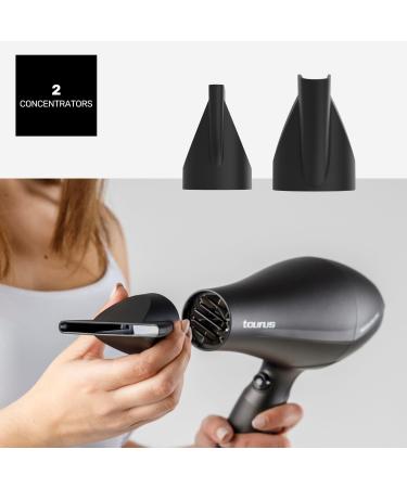 Taurus Hair Dryer Fashion 2600 Ionic 2600W 6 speed and temperature settings AC motor Ionic Care Cold air Diffuser & 2 concentrators Black - Buy Online on GoSupps.com