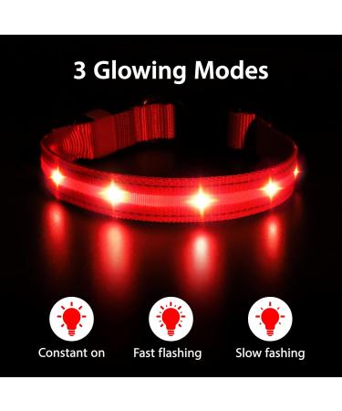 Buy Masbrill Luminous LED Dog Collar - Waterproof Adjustable 3 Flashing Lights for Small Medium & Large Dogs (Red 48-60cm) - Buy Online on GoSupps.com