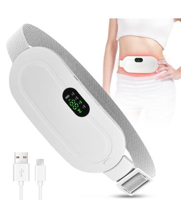 Period heating belts electrical menstrual heating belts with 4 vibration modes and 3 temperature levels to relieve abdominal pain during menstruation 50/55/60 white Blanc