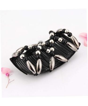  AMOYER Women's Magic Elastic Combs with Handmake Beads Double Clips Stretchy Comb Girl Accessories - Buy Online on GoSupps.com