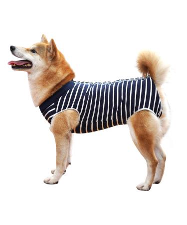 Doton hospital suit for dogs and cats wound protection for puppies medical clothing after operations replacement collar and bowling (XXL blue striped) XXL blue streaked - Buy Online on GoSupps.com