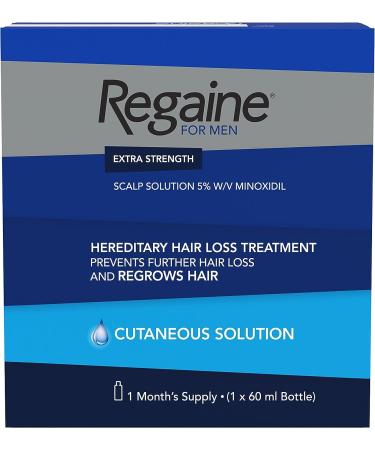 Regaine For Men Extra Strength Scalp Solution Hereditary Hair Loss Treatment for Men with Minoxidil Helps Regrows Hair and Prevents Further Hair Loss 60 ml (1 Month Supply)