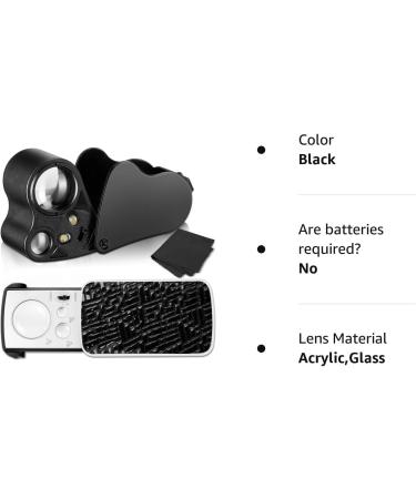 2 Piece Jewelers Loupe Set 30X 60X 90X with LED Light and UV Black Light - Magnifying Glass for Jewelry, Diamond, Gem, Coin, Stamp, Rock - Black - Buy Online on GoSupps.com
