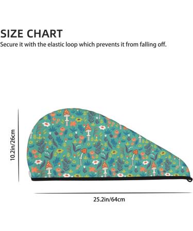 Hair Towel Wrap - Quick-Dry Towel Turban with Button for Effortless Hair Drying (Mushrooms & Flowers) - International Shipping - Buy Online on GoSupps.com