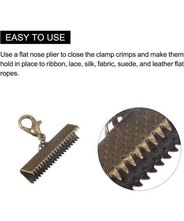 20 Sets uxcell Ribbon Crimp Clamp Ends with Lobster Claw Clasps & Extension Chain - Bronze Tone Cord End Clasps for DIY Craft Making - Buy Online on GoSupps.com