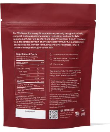 Wellness Recovery Gummies - Hibiscus Cherry (30 Gummies) | Muscle Recovery Soreness Relief & Energy Boost - Shop Now for International Shipping - Buy Online on GoSupps.com