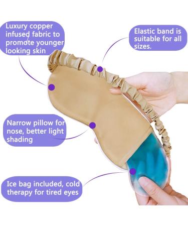 Premium Copper Sleep Mask - Anti-Aging Eye Mask for Dark Circles & Dry Eyes | Super Soft Blackout Design with Elastic Band - Buy Online on GoSupps.com