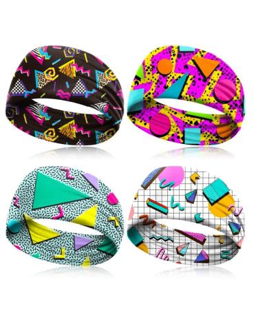 9 Pcs 80s 90s Retro Vintage Headbands Memphis Fashion Sweatbands Headbands for Men Women 80s Neon Soft Athletic Sweatband Headbands Wicking Elastic Hairband for Travel Party Hiking Cycling Running 4 Pcs - Buy Online on GoSupps.com